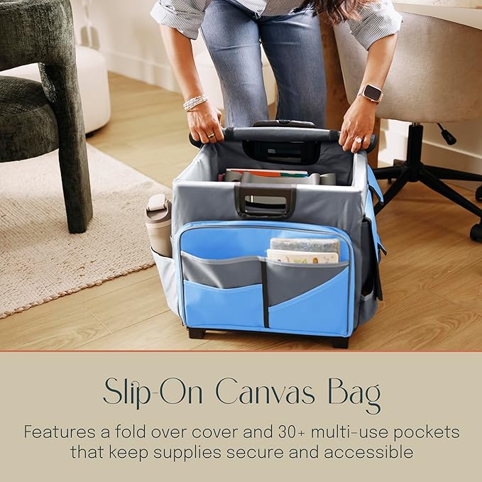 Mobile Utility Cart with Storage Organizer Bag, Rolling Cart - Image 4