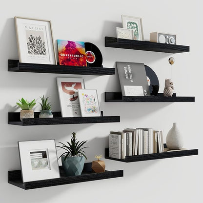 Fun Memories Picture Ledge Shelf, 16 Inch Long Floating Shelves Set of 6 by FunMemories