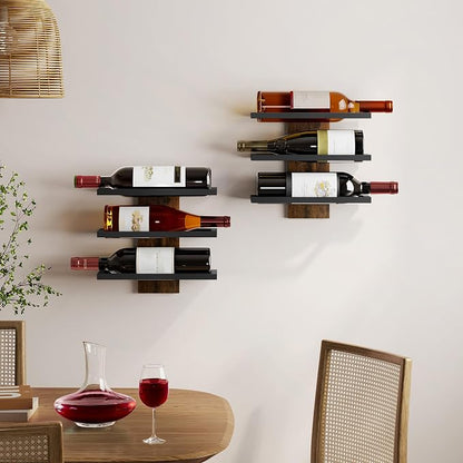 Hoctieon 3 Tier Wall Mount Wine Rack Set, Wall Mounted Wine Bottle Rack - Image 5