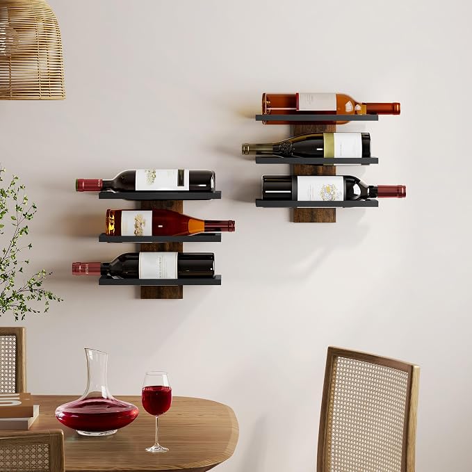 Hoctieon 3-Tier Wall Mount Wine Rack Set, Wall Mounted Wine Bottle Racks - Image 3