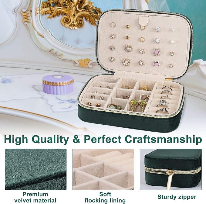 Dajasan Velvet Travel Jewelry Box, Mini Travel Jewelry Case, Small Portable - Image 4