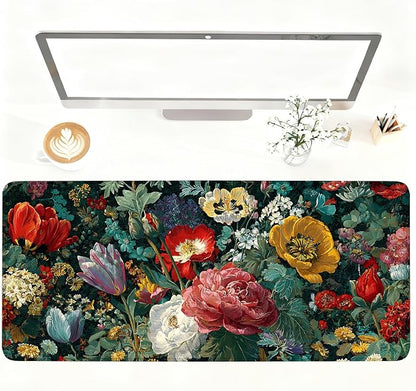Vintage Oil Painting Floral Mouse Pad – Large Extended Desk Mat 35.43 x 15.75 by LEIWEIHOPE
