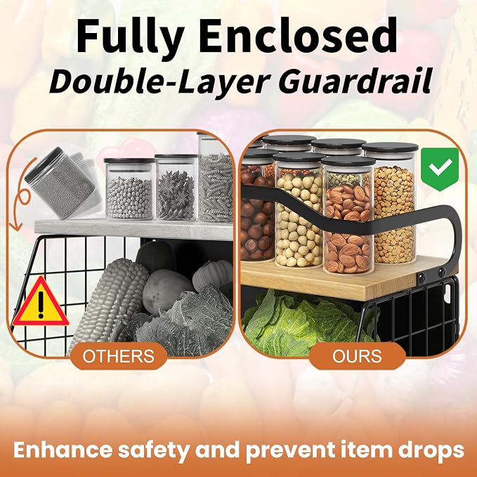 Magnetic Shelf for Fridge with Wood Lid, Heavy Duty Fruit Basket, Fruit Potato - Image 6