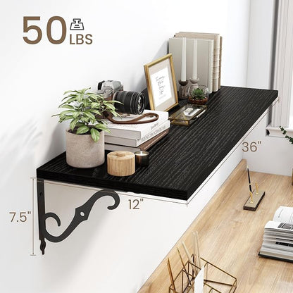 36 Inches Floating Shelves, Rustic Long Wall Shelves, 12 Inch Deep Book Shelf - Image 3