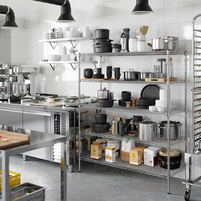 21" Deep x 54" Wide x 64" Height Wire Shelving Kit | 5-Tier | NSF Commercial - Image 6