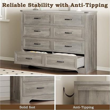 8-Drawer Dresser for Bedroom, Modern Wooden Chest of Drawers - Image 7