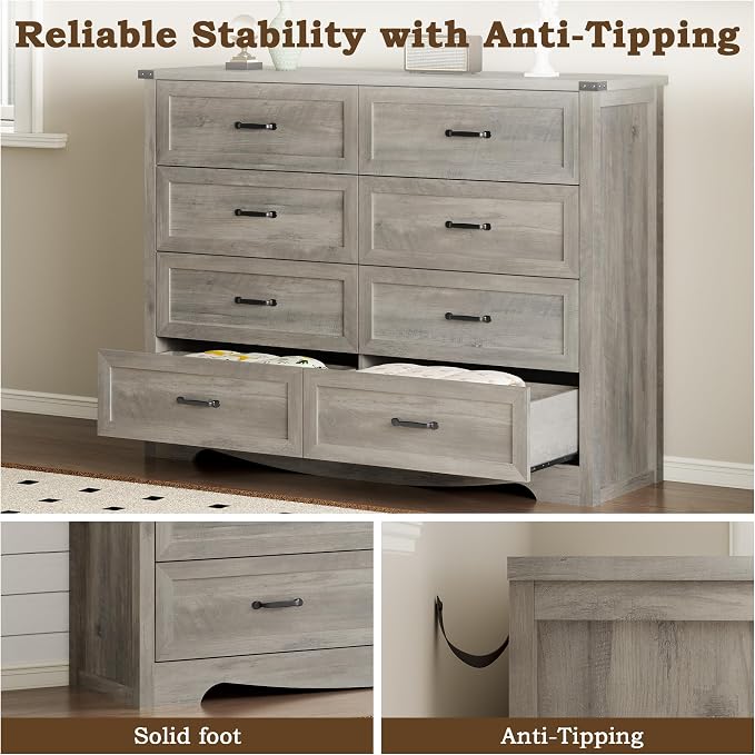 8-Drawer Dresser for Bedroom, Modern Wooden Chest of Drawers - Image 6