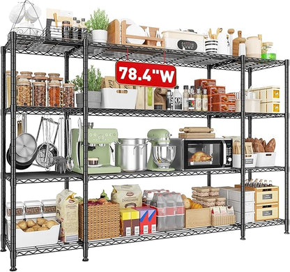 REIBII 78.4''W Garage Shelving Wire Shelving Unit Load 1500LBS, 4 Tier Metal by REIBII