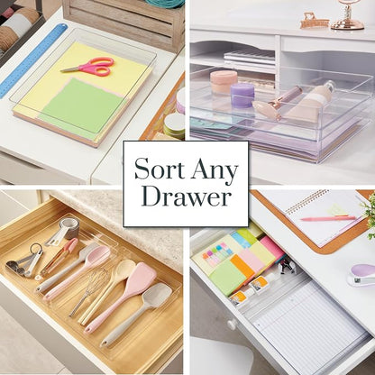 STORi SimpleSort 2-Piece Stackable Clear Drawer Organizer Set | 15" x 6" x 2" - Image 4