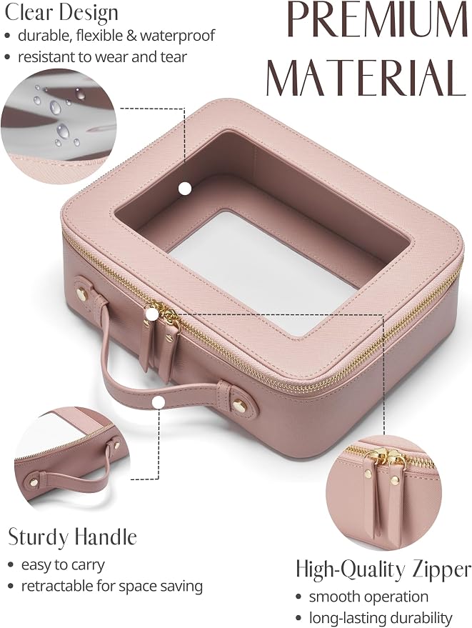 Popvibe Clear Makeup Bag Travel Cosmetic Case Transparent Toiletry Bag - Image 5