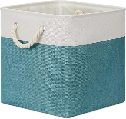 Bidtakay Fabric Baskets for Closets Shelves Lined Set of 3 Large Square - Image 9