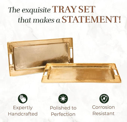 Decorative Gold Trays by Objet D’Art, Beaufort Rectangular Bar Tray - Image 4