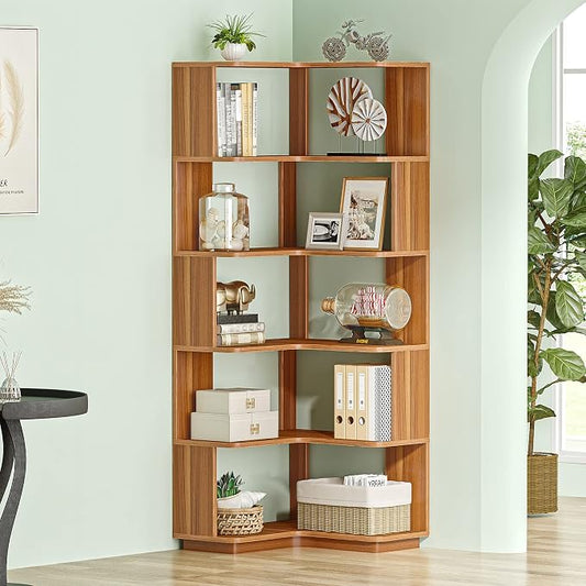 Tribesigns 6 Tier Corner Bookshelf, 64.9 Inches Tall Industrial L Shaped by Tribesigns