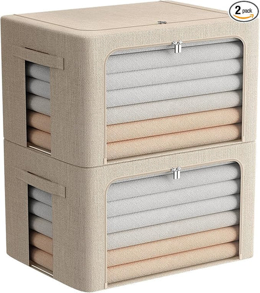 FHSQX 2 Pack Clear Window Storage Bins Foldable Fabric Storage Bins Boxes by FHSQX