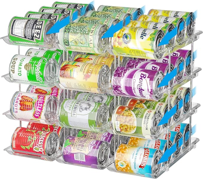 Stackable 4 Tiers Can Organizer Pantry, Canned Food Holder by BingoHive