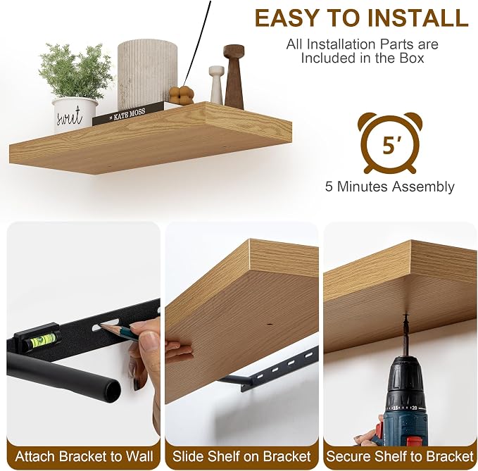 Floating Shelves for Wall, 8 Inch Deep Floating Shelves, Rustic Wood Floating - Image 8