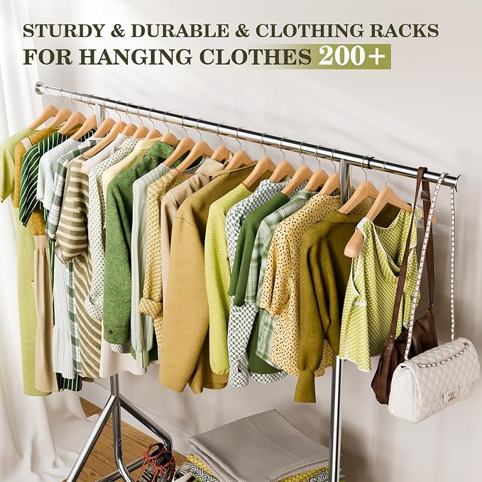 Clothes Rack Load 450 LBS, Heavy Duty Garment Rack, Standing Rolling Metal - Image 4