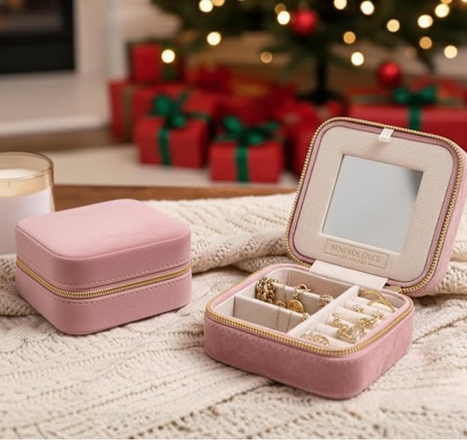 Benevolence LA Plush Velvet Jewelry Box | Travel Jewelry Case Organizer - Image 8