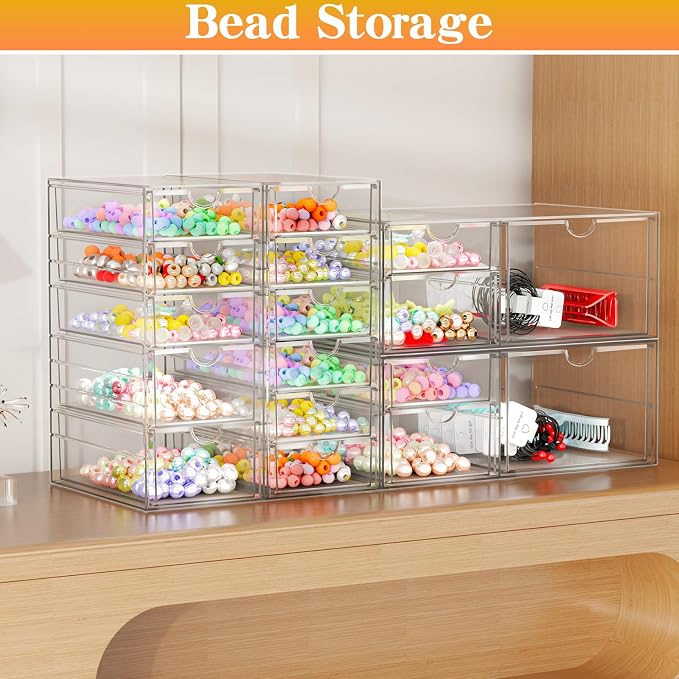 Acrylic Makeup Organizer with 17 Drawers, 4 Pack Clear Bathroom Counter - Image 4