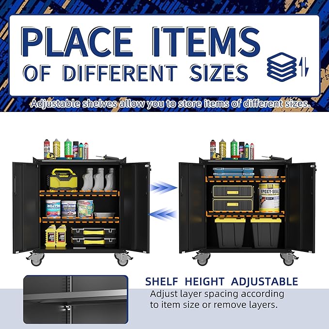 Metal Tool Cabinet, Garage Storage Cabinet System, Wall Cabinet & Locking - Image 6