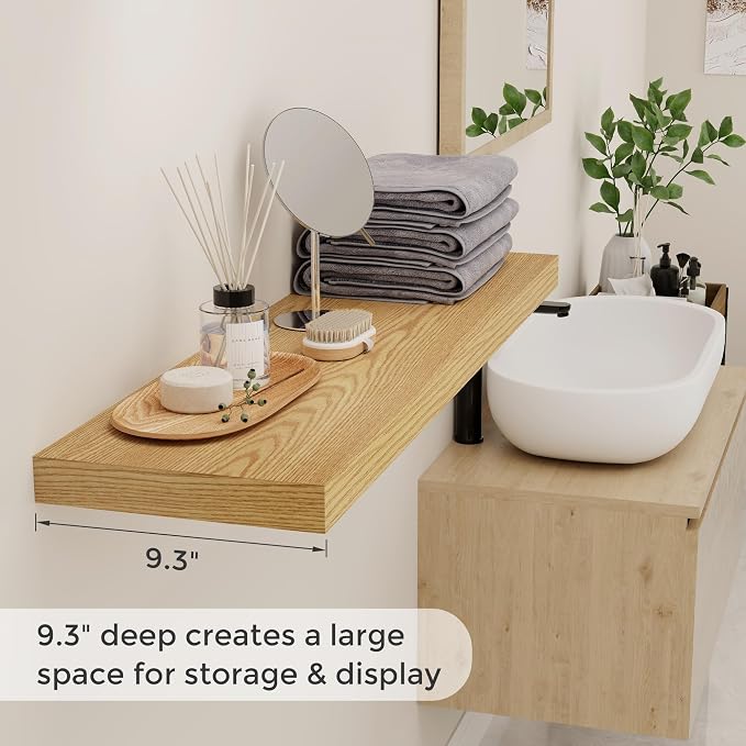 Fun Memories 40 Inch Floating Shelvese, Farmhouse Wood Wall Shelves - Image 4