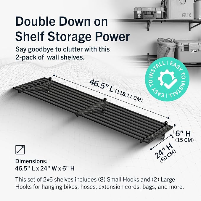 StoreYourBoard Heavy Duty Garage Shelf Wall Mount 2ft x 6ft – Wall-Mounted - Image 2