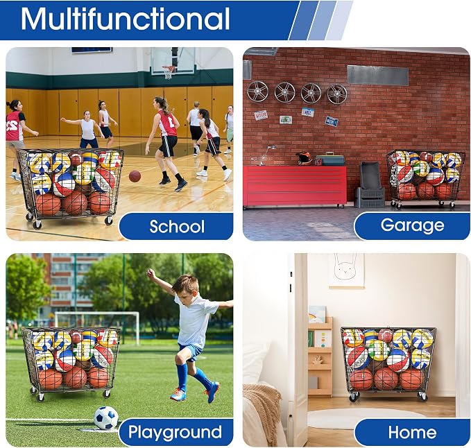 Mythinglogic Rolling Ball Storage Cart, Ball Storage Bin - Image 7