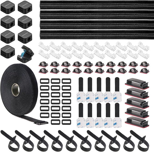 98 Pcs Cable Management Kit, Prevents Cables from Tangling Cable Straps by Unknown