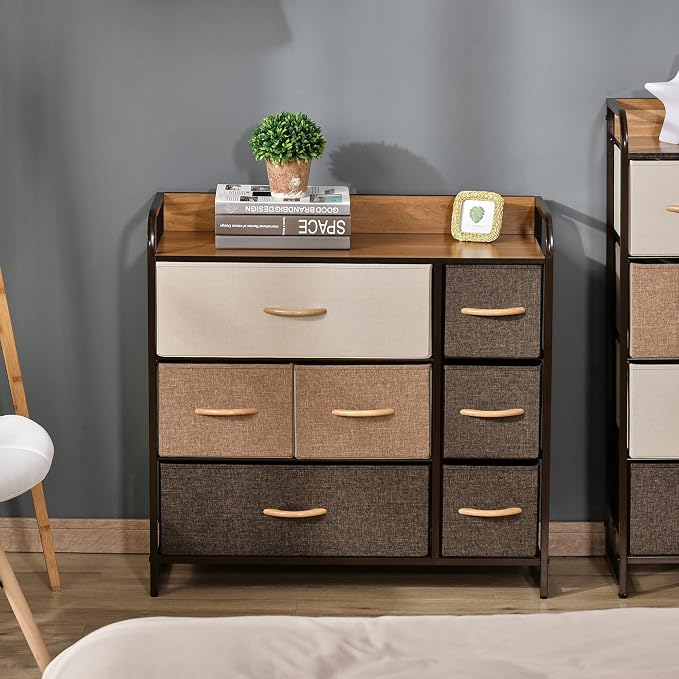 HOMCOM 7-Drawer Dresser, Fabric Chest of Drawers, 3-Tier Storage Organizer - Image 7