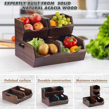 Acacia Wood Pantry Storage Bins - Image 3