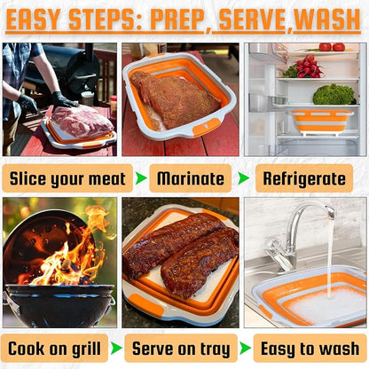 MAYALEAD BBQ Prep Tub with 2 Pcs Meat Shredder Claws, Collapsible Cutting Board - Image 5