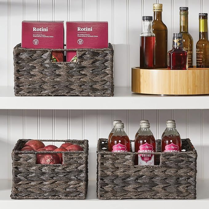 mDesign Woven Farmhouse Kitchen Pantry Food Storage Organizer Basket Bin Box - Image 3