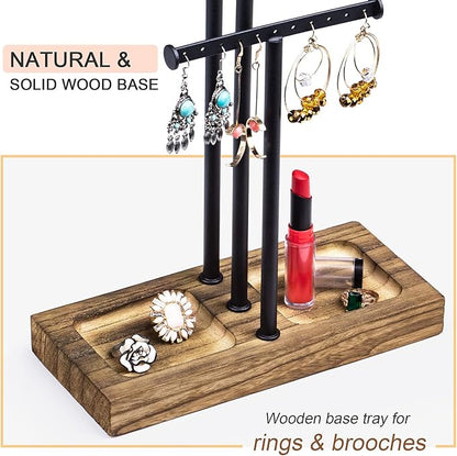 Love-KANKEI Jewelry Organizer Stand Metal & Wood Base and Large Storage - Image 4