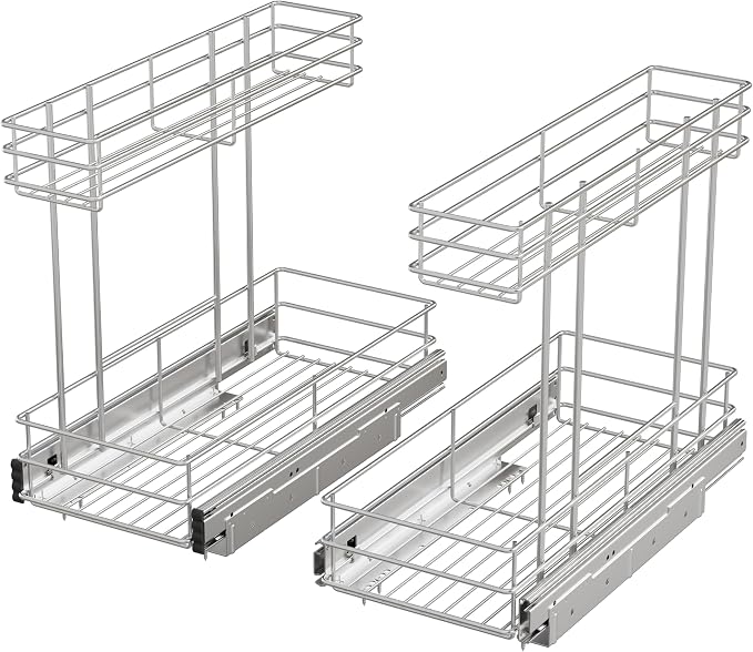 Under Sink Organizer 2 Packs, Pull Out Cabinet Organizer 2 Tier, Under Sink - Image 8