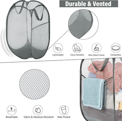 BATTOO Deluxe Strong Mesh Pop up Laundry Hamper Basket - Image 2