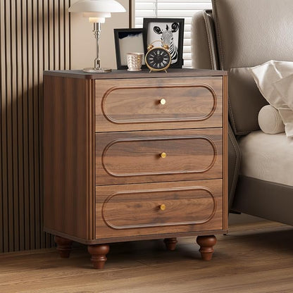 3 Drawer Fluted Dresser for Bedroom, Mid Century Modern Chest of Drawers - Image 7