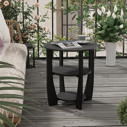 Round End Table with Storage Shelf, 3 Tier Modern Side Table, Sofa Recliner - Image 9