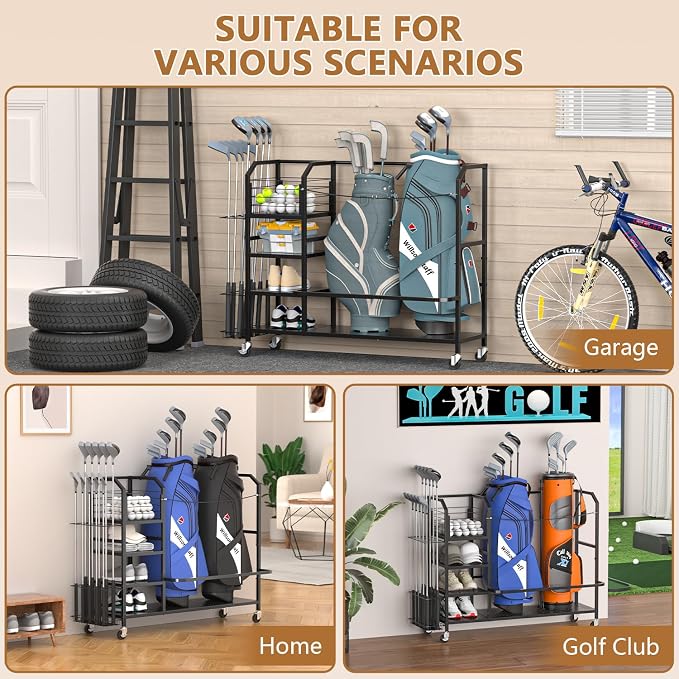 Golf Bag Storage, Big Capacity Golf Bag Organizer - Image 7
