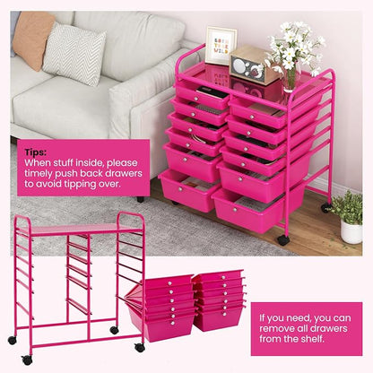 Giantex 12 Drawer Rolling Storage Cart Tools Scrapbook Paper Office School - Image 5