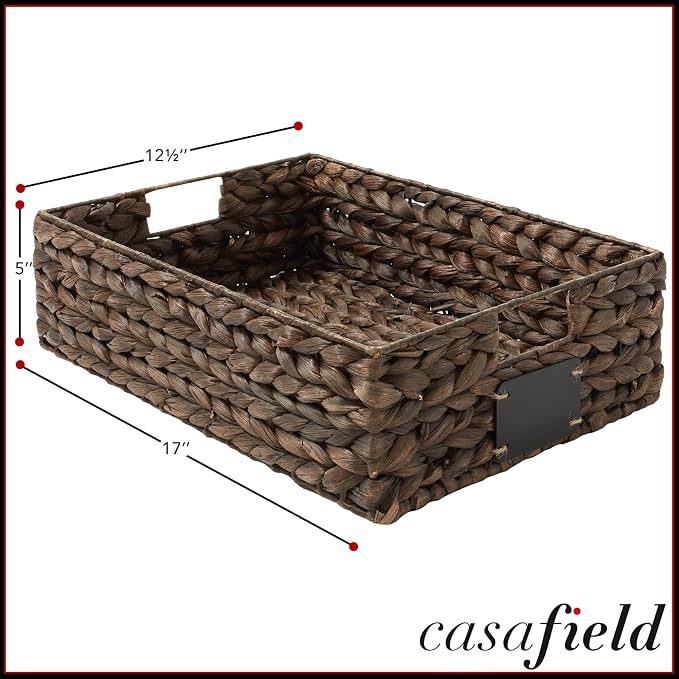 Casafield Set of 4 Water Hyacinth Pantry Baskets, 12-1/2" x 17" x 5", - Image 7