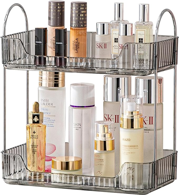 2 Tier Bathroom Organizer Countertop Makeup Perfume Tray Skincare Organizer by AKINBAS
