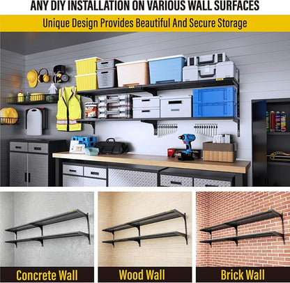 2-Pack 2 Tier 1.3x3ft Garage Shelving Wall Mounted, 500lbs Load - Image 6