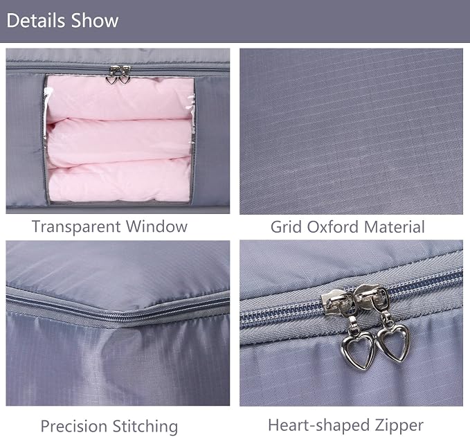 Comforter Storage Bags Pack of 2, Pillow Beddings/Blanket Clothes Organizer - Image 3