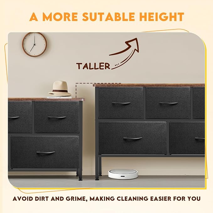 Curved Profile Dresser for Bedroom, Chest of Drawers, 5 Storage Drawers - Image 5