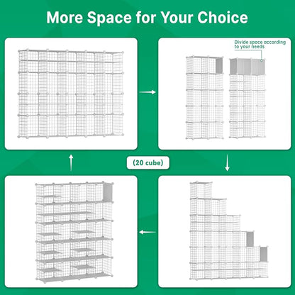 Wire Cube Storage Organizer, 20 Cubes Converted into 23 Cubes, Sturdy Metal - Image 3