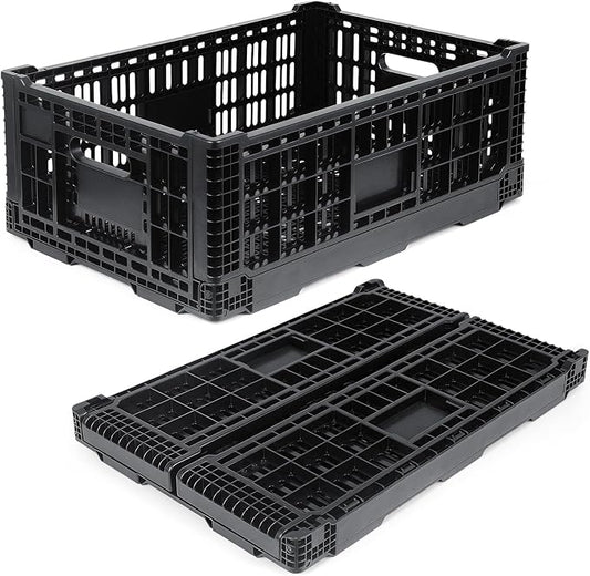 Collapsible Milk Crates for Storage, 52L Storage Crates, Heavy Duty Milk Crate by Shineyaplus