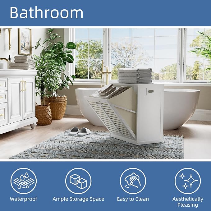 HITNET Tilt Out Laundry Hamper Cabinet, Bathroom Laundry Cabinet - Image 6