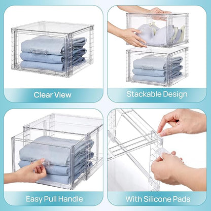 Vtopmart 9 Pack 18QT Clear Stackable Storage Drawers, Easily Assemble Closet - Image 7