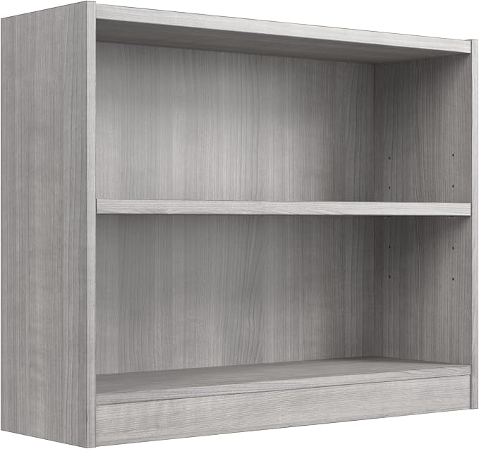 Bush Furniture Universal Small 2 Shelf Bookcase in Platinum Gray, Low Storage by BushHome