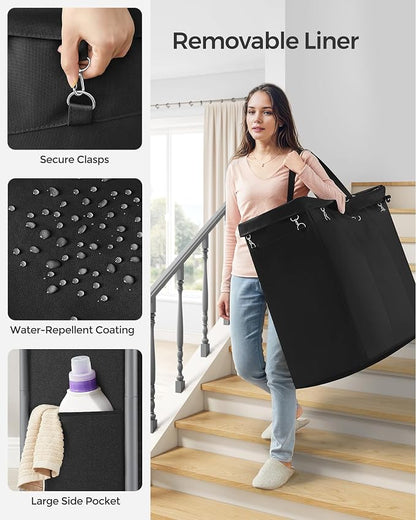 SONGMICS Laundry Basket with Wheels, 3-Section Rolling Laundry Hamper, 52.8 - Image 4